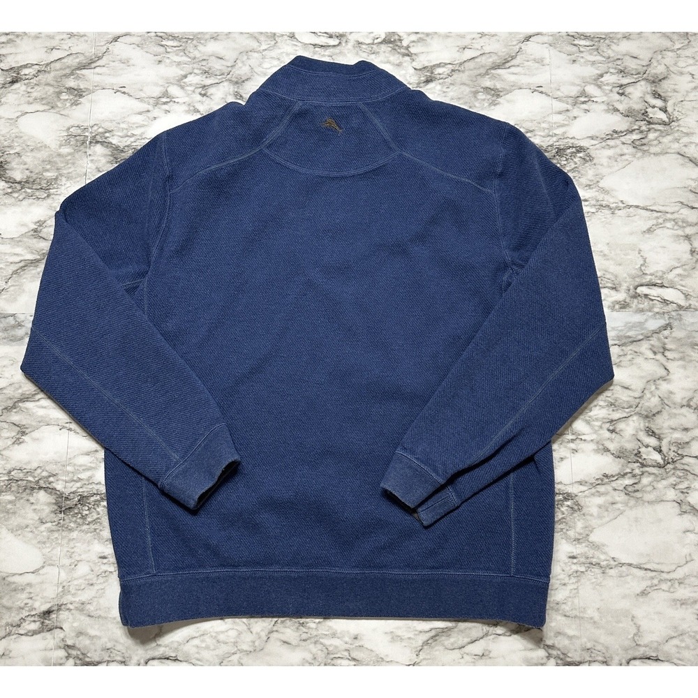 Tommy Bahama Men's Sweater L Blue Brown Long Sleeve 1/4 Zip Pullover Reversible - Picture 6 of 10